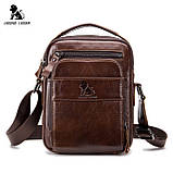 Чоловіча сумка через плече Натуральна шкіра Барсетка Чоловіча шкіряна сумка для документів планшет Чорна, фото 4