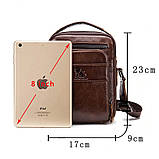 Чоловіча сумка через плече Натуральна шкіра Барсетка Чоловіча шкіряна сумка для документів планшет Чорна, фото 5