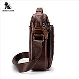 Чоловіча сумка через плече Натуральна шкіра Барсетка Чоловіча шкіряна сумка для документів планшет Чорна, фото 7