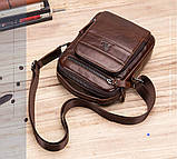 Чоловіча сумка через плече Натуральна шкіра Барсетка Чоловіча шкіряна сумка для документів планшет Чорна, фото 10