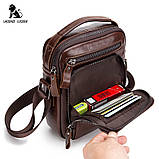 Чоловіча сумка через плече Натуральна шкіра Барсетка Чоловіча шкіряна сумка для документів планшет Чорна, фото 8