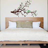 Вінілова наклейка Дерево кохання з пташками (наклейки дерева для декору стін великі) матова 900х572 мм