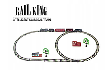 Дитяча залізниця Великий Колекційний торговий поїзд з ліхтарем і димом Roil King, фото 5