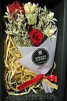 Букет из сухоцветов и стабилизированных роз(вечная роза)