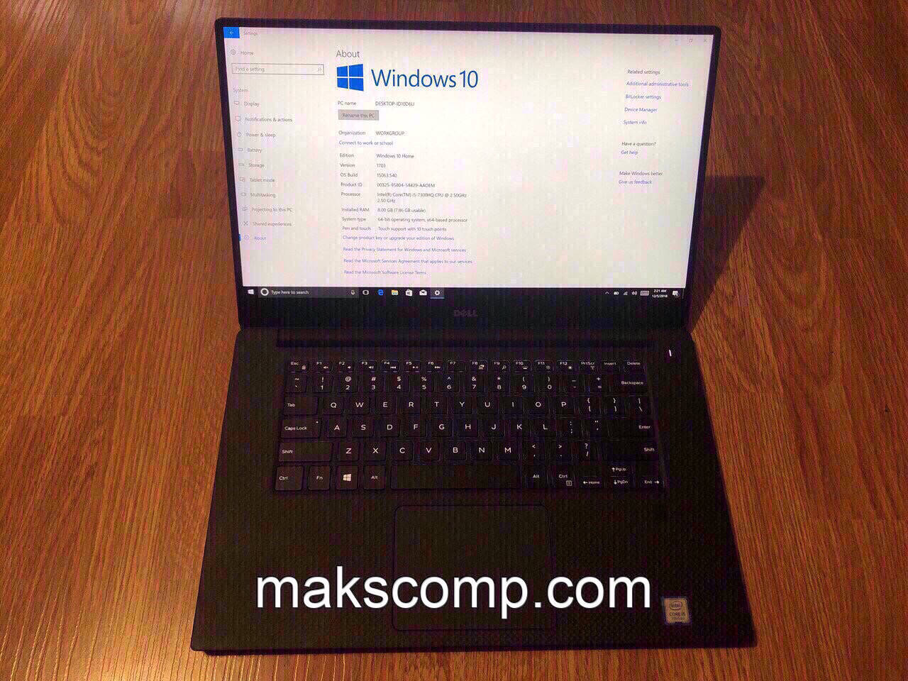 Dell XPS 9560 15'6 4K touch i5 7300HQ Nvidia GTX 1050 4Gb, 8Gb DDR4, 256Gb SSD m2