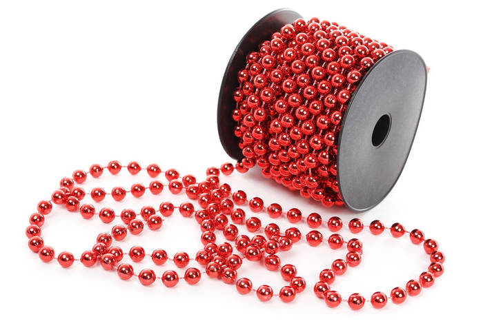 Бусы пластиковые, цвет - красный, 8мм*10м (набор 12 шт) (ID#837028425 ...