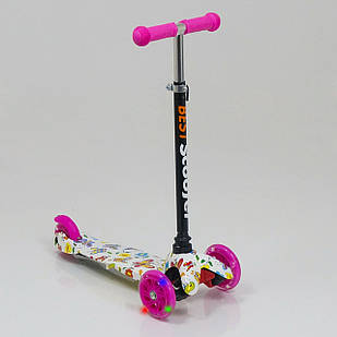 Самокат Mini Метелики рожеві світні колеса