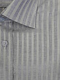 Чоловіча сорочка блакитного кольору в сіру смужку на щодень, фото 3