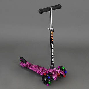 Самокат Best Scooter Фіолетовий принт світні колеса