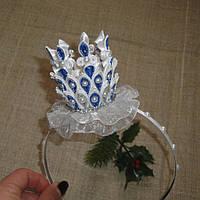 Обруч Новогодняя корона Белый-синий