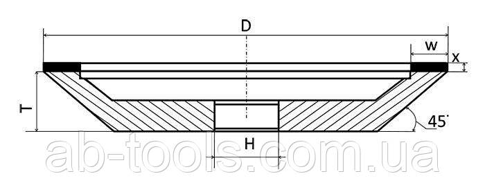 Алмазний диск 200/20/51 на точило чашковий 50%, фото 1
