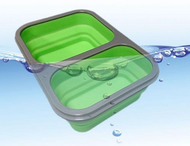 Ланчбокс силіконовий складаний подвійний (зелений)