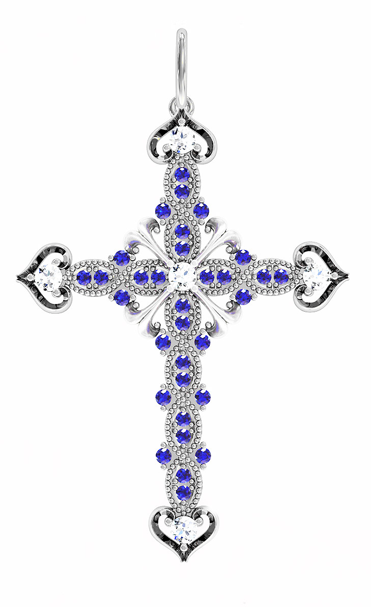 Крест серебряный в камнях - фото 1 - id-p837425704