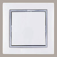 Вимикач (з рамкою) LXL Tesla білий/хром