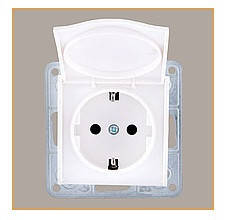 Розетка з заземленням з кришкою LXL Tesla білий