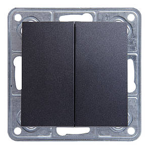 Вимикач подвійний LXL Tesla графітовий металік