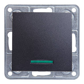 Выключатель с подсветкой LXL Tesla графитовый металлик