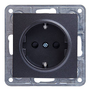 Розетка з заземленням LXL Tesla графітовий металік