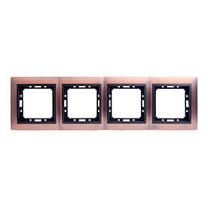 Рамка 4 місця LXL Tesla антична мідь/графітовий металік