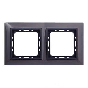 Рамка 2 місця LXL Tesla чорна сталь/графітовий металік
