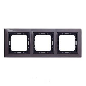 Рамка 3 місця LXL Tesla чорна сталь/графітовий металік