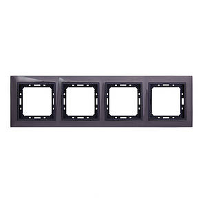 Рамка 4 місця LXL Tesla чорна сталь/графітовий металік