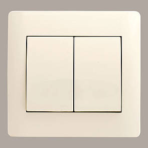 Вимикач подвійний (з рамкою) LXL Oscar кремовий