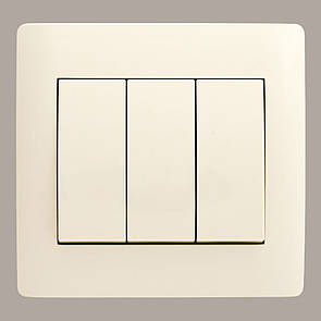 Вимикач потрійний (з рамкою) LXL Oscar кремовий
