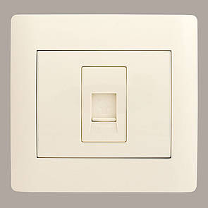 Розетка телефонная RJ11 (с рамкой) LXL Oscar кремовая