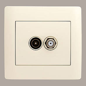 Розетка телевизионная и спутниковая конечная (с рамкой) LXL Oscar кремовая