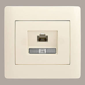 Розетка комп'ютерна кат.5E (з рамкою) LXL Oscar кремова