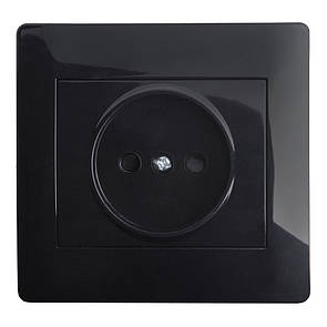 Розетка (з рамкою) LXL Oscar чорний глянець