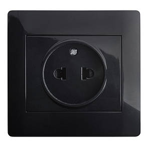 Розетка универсальная (с рамкой) LXL Oscar черный глянец