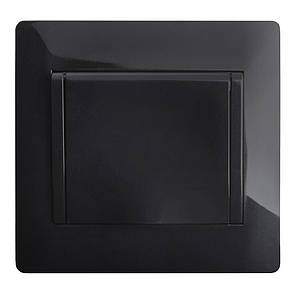 Розетка з заземленням з кришкою (з рамкою) LXL Oscar чорний глянець