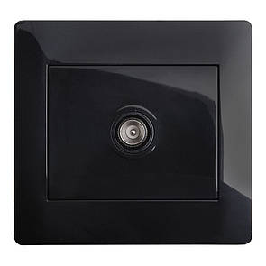 Розетка телевізійна кінцева (з рамкою) LXL Oscar чорний глянець