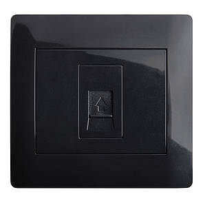 Розетка телефонна RJ11 (з рамкою) LXL Oscar чорний глянець