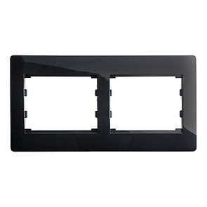 Рамка 2 місця горизонтальна LXL Oscar чорний глянець