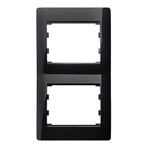 Рамка 2 місця вертикальна LXL Oscar чорний глянець