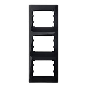 Вертикальна Рамка 3 місця LXL Oscar чорний глянець
