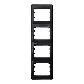 Рамка 4 місця вертикальна LXL Oscar чорний глянець