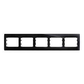 Рамка 5 місць горизонтальна LXL Oscar чорний глянець
