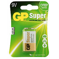 Батарейка крона GP Super Alkaline Battery 9V. Алкалінова батарея. Елемент живлення крона 1604A 6LF22