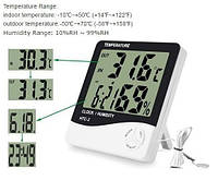 Цифровой термометр гигрометр Htc-2 с выносным датчиком температуры