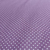 Тканина в густий білий горошок 3 мм на бузковому тлі, ширина 160 см, фото 2