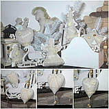 Конячка з натурального льону, текстильна лошадка ручна робота, іграшка кінь на ялинку, 20 см, фото 6