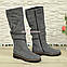 Сірі чоботи жіночі замшеві на товстій підошві, фото 4