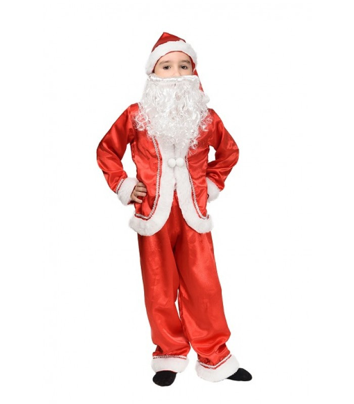 Дитячий карнавальний костюм Санта Клаус на 4,5,6,7,8,9 років, новорічний костюм Святий Миколай червоний