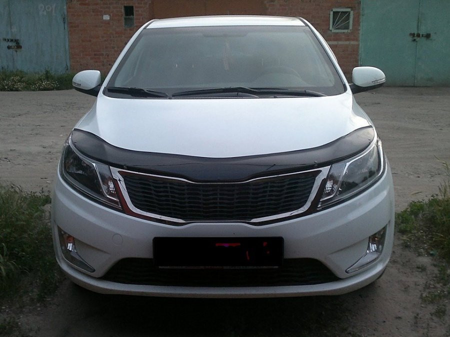 Дефлектор капота (мухобойка) Kia Rio 3 2010-2015 (киа рио 3) - фото 3 - id-p73445366