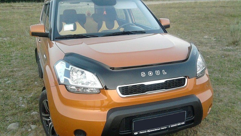 Дефлектор капота (мухобойка) Kia Soul 2009-2012 (киа соул) - фото 3 - id-p73445372