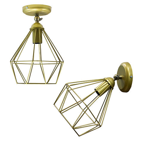 Світильник настінний бра NL 0537-1 G MSK Electric Е-27 Лофт золотий, фото 1